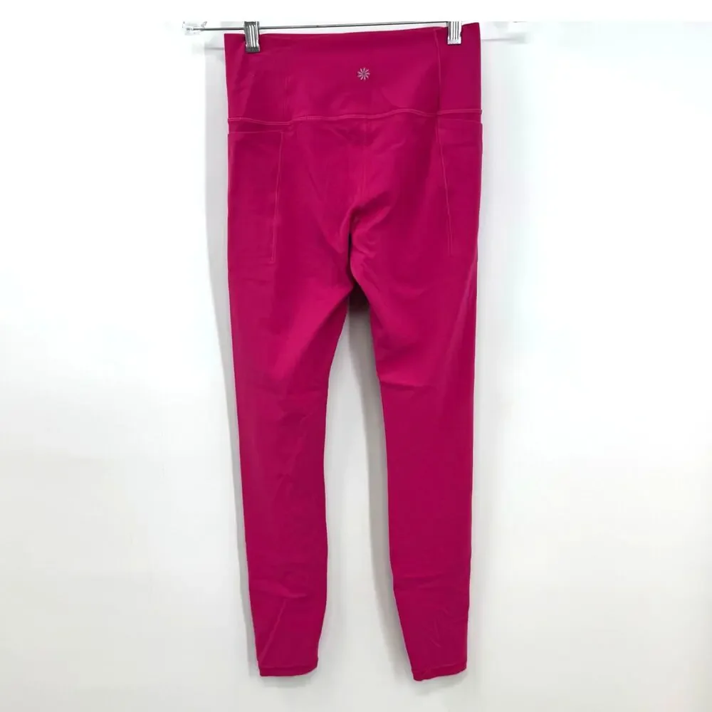 Athleta Transcend Stash Tight Leggings Size M TALL Pink Pockets Ankle Yoga Gym - Picture 4 of 6